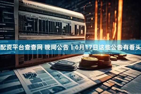 配资平台查查网 晚间公告丨6月17日这些公告有看头