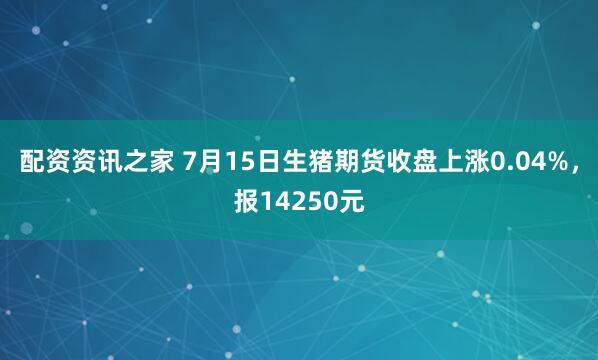 配资资讯之家 7月15日生猪期货收盘上涨0.04%，报14250元